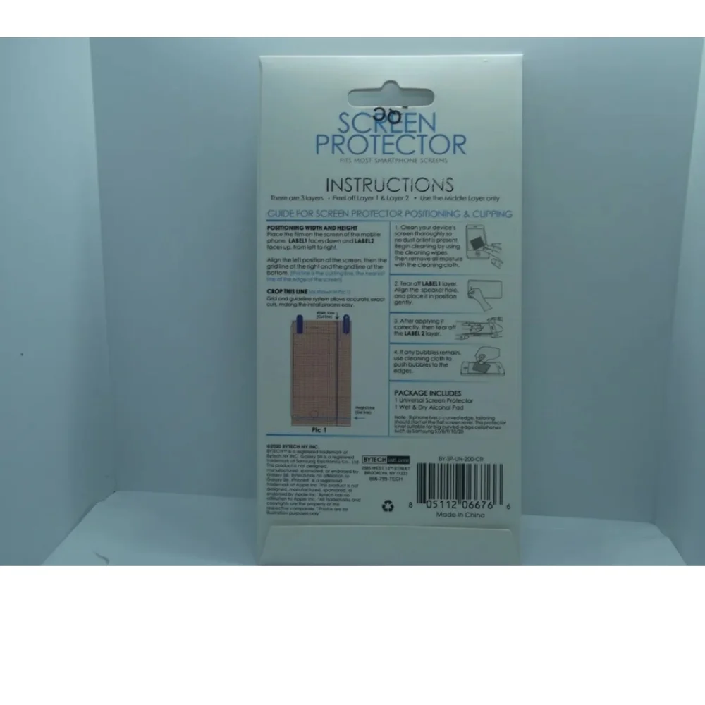 ByTech (2) 1pc Screen protector smartphone 5.5 inch NEW